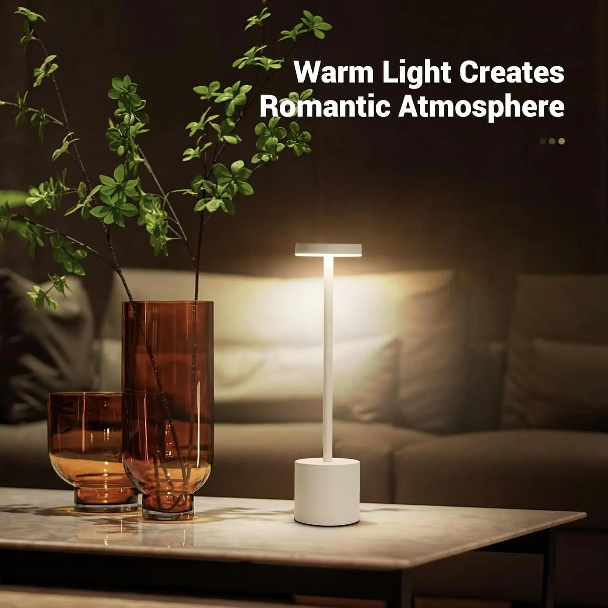 Rechargeable Table Lamp Touch Sensor LED Desktop Night Light Wireless Reading Lamp for Restaurant Hotel Bar Bedroom Decor Light