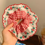 Beautiful Embroidered Large Scrunchies Elastic Hair Bands Hair Ties Women Sweet Hair Accessories Ponytail Holder Head Rope