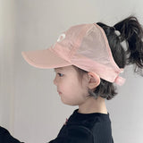 Fashion High Ponytail Kids Boy Girl Sun Hats Quick Drying Baseball Caps Adjustable Travel Caps Children Peaked Hats With Hole