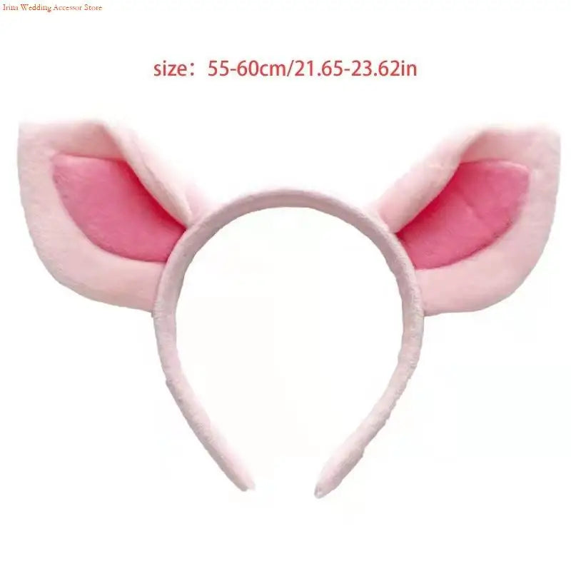 G92D Simple Sweet Hair Accessories Women Students Washing Face Hairband Little Pig Ears Headbands Plush Cartoon Hair Hoop