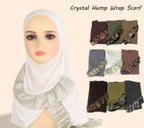 Crystal Hemp Wrap Scarf Hijab Ruffled Lace Right Split Solid Colour Women's Pullover Hijab 9 Colour Scarf Chiffon Hijab   Scarf