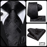 Hi-Tie Men Fashion Paisley Sage Green Necktie Handkerchief Cufflinks for Tuxedo Accessory Classic Silk Luxury Tie for Man Gift