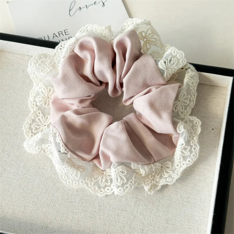 High Appearance Level Lace Fabric Elastic Hair Rope Simple Advanced Sense Small Fragrance Sweet Tie Hair Cord Gentle Temperament