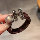 Luxury Full Diamond Letter H Hair Rope Non-slip Ponytail Hair Rubber Band High Elastics Hair Ties for Girl Accessories Headwear