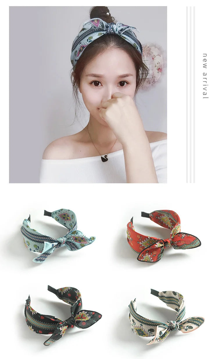 Women Hairbands Wide Female boho ties headband accessories Bow Hair Hoops Headwear Floral Hair Accessories Girl Head Band Lady