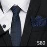 Luxury Tie Handkerchief Pocket Squares Cufflink Set Necktie For Men Blue Red Clothing Accessories