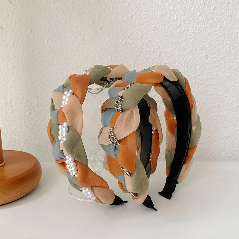 Girls Non-slip Headbands Braided Hair Bands Pearl Hair Bands Daily Hair Accessories Girls Hair Accessories