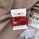 3Pcs/Set Silky Hair Scrunchies Ponytail Holders Elastics Hair Ties For Women Silk Satin Solid Color Hair Rope Hair Accessories