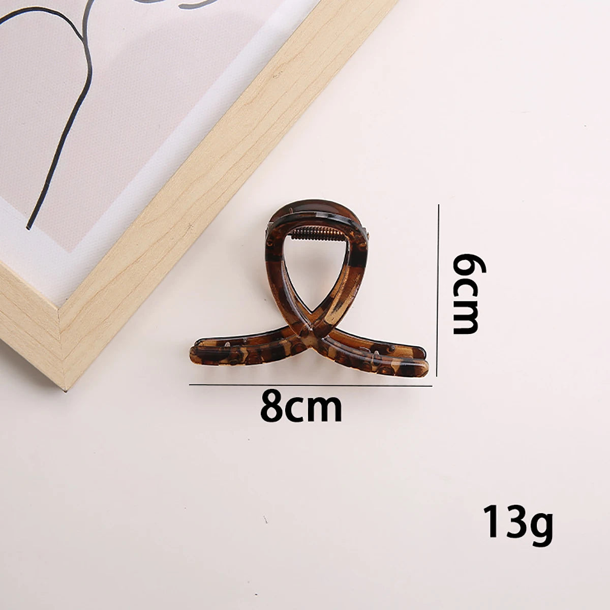 2pcs Women's Y2K Wavy High Glossy Amber Brown Large Lightweight Plastic Hair Clip Elegant and Minimalistic