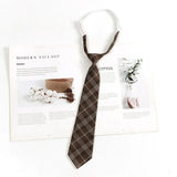 Brown Retro Plaid Striped Lazy-Free Japanese Style Brown Tie Women's Junior Wear Bow Tie College Style Men's Fashionmariage bleu