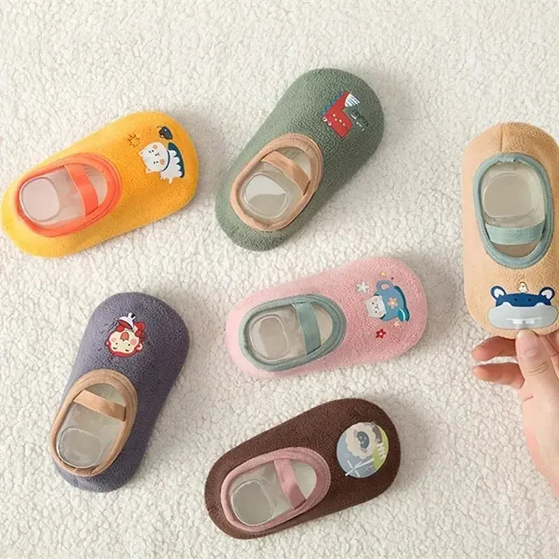 Baby Anti-slip Socks Newborn Warm Crib Floor Shoes with Rubber Sole for Children Boy Toddler Foot Girl Infant Cute Kids Slippers