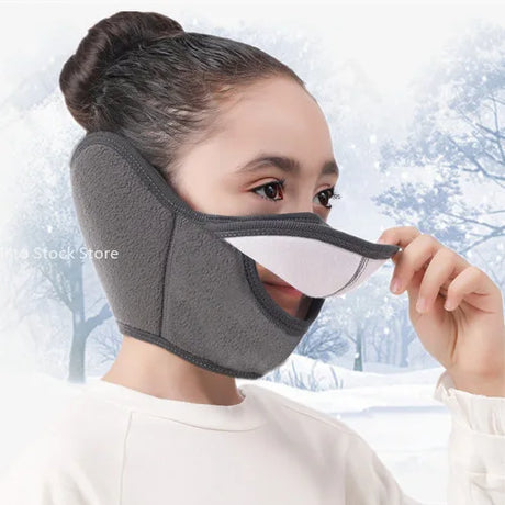 Winter Cold Warm Masks Ear Masks Full Package Thickened Shaking Grain Velvet Dust Mask For Men And Women