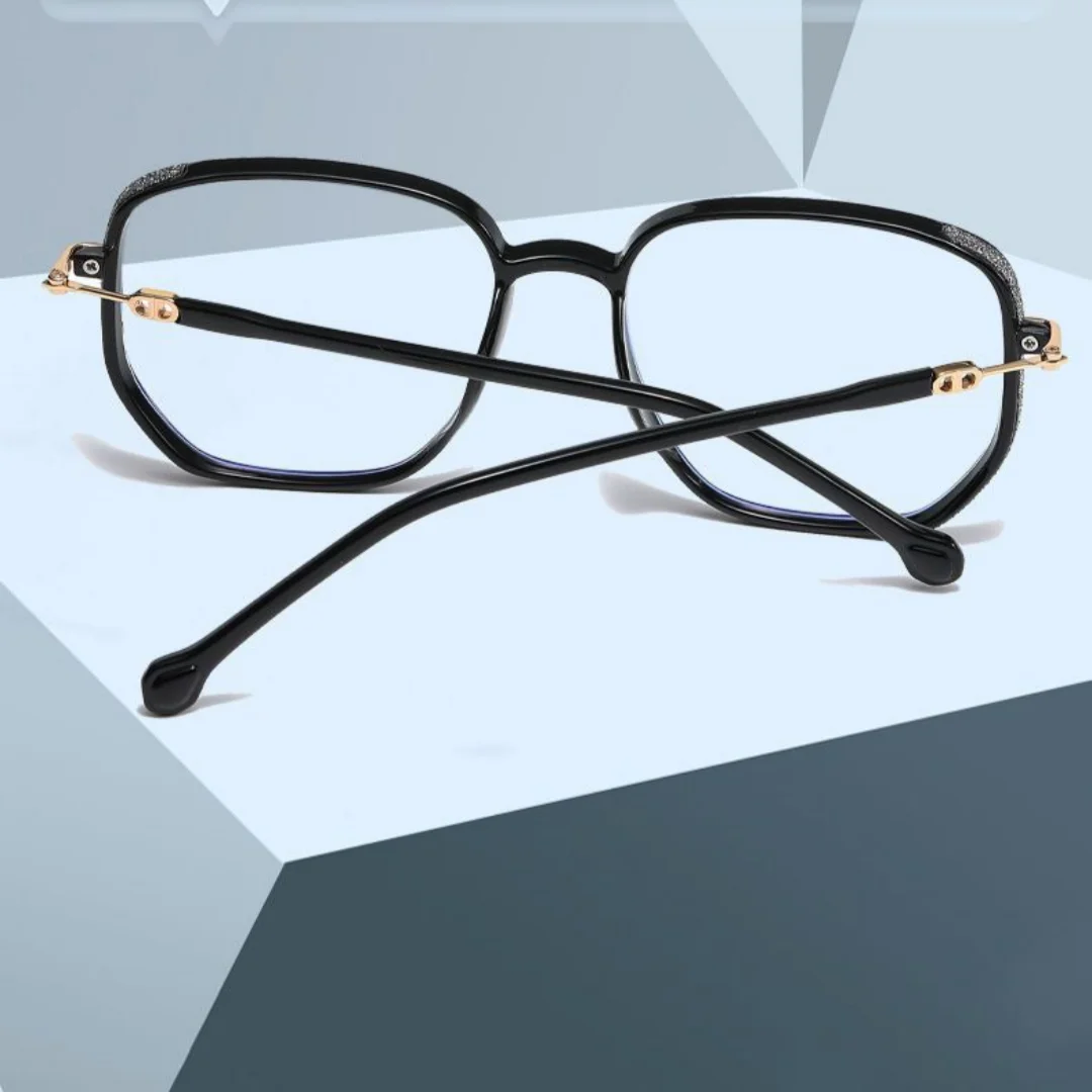 Blue Light Blocking Reading Glasses with Glitter Frame Fashion Oversized Presbyopia Glasses Slimming for Men Women
