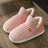 Winter Couple Style Concise Stripes Wrap Heels Plush Slippers Ladies' Non-slip Soft Warm Flip Flops Men Home Casual Cotton Shoes