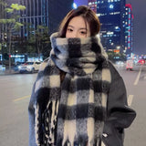 Thicken Plaid Scarf Elegant Wool Scarves Long Shawl Warm Scarf Neck Wrap Korean Style Cashmere Scarves Couple