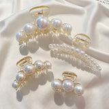 Simulated Pearl Hair Claws for Women Korean Acrylic Hair Clips Girls Large Size Barrette Shark Clip Fashion Hair Accessories