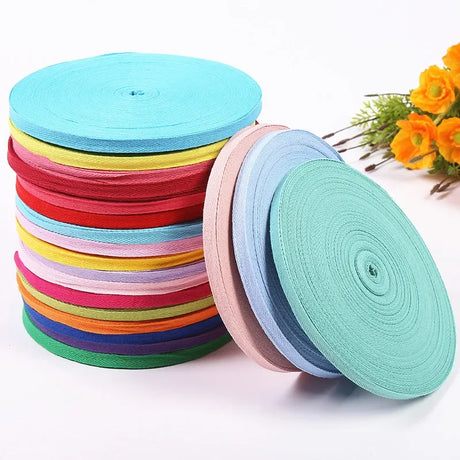 1cm 2cm Multi Color Herringbone Tape Ribbons 100% Cotton Woven Ribbon Sewing Overlock Cloth Strap Belt DIY Accessories 50yards