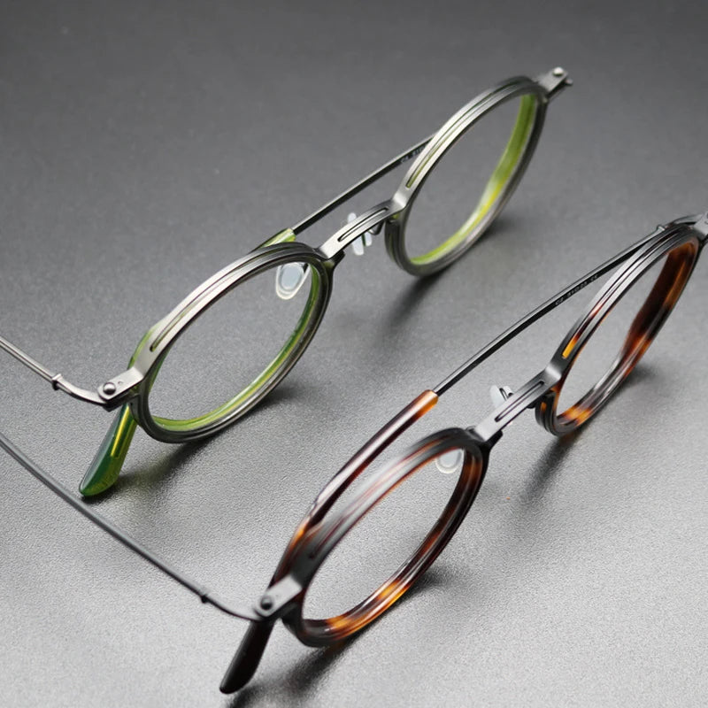 Vintage Pure Titanium Eyeglasses Frame Men Round Ultra Light Glasses Frame Women Retro Luxury Brand Designer Eyewear