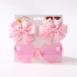 3Pcs/set Cute Solid Kids Dot Hairpin Colorful Heart Sun Glasses Set Girls Boutique Bowknot Hair Clips Children Hair Accessories