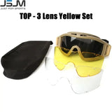 Outdoor Airsoft Tactical Goggles 3 Lenses Wind and Dust Resistant Shooting Motocross Mountaineering Glasses CS Safety Protection