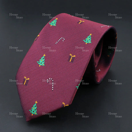 Classic Red Blue Christmas Tie For Men Father Festival Gift Santa Claus Snowman Tree Snowflake Elk Necktie Skinny 7cm Accessory