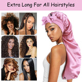 Soft Silky Long Satin Bonnet For Natural Hair And Curly Hair Extra Large Size Hair Cap With Tie For Comfortable Night Sleep 1Pcs