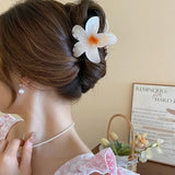 Hot Bohemia Gradient Colorful Acrylic Egg Flowers Hair Claw Clips For Women Beach Forest Style Sweet Headwear New Accessories