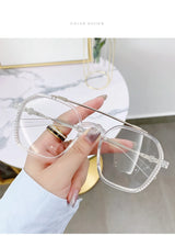 Blue Light Blocking Eye Protection Myopia Eyeglasses Fashion Double Beam Metal Glasses Women Trend Retro Plain Face Eyewear Men