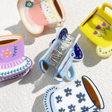 Sweet Cute Plastic Pastoral Flower Print Cup Shark Hairpin For Women Girls New Cute Vase Shape Hair Clip Claw Accessories