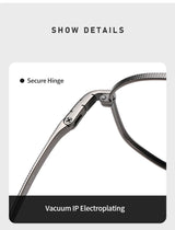 Trendy Men's Large size Titanium Frames Stylish, Double Bridge, Casual, Comfortable, Optical Prescription Eyewear for Men 07518