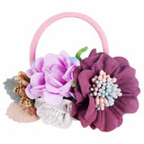 Handmade Flower Elastics Hair Ties For Kids Girls Stretchy Rubber Hairband Slim Headband Scrunchies Ponytail Holder Ring Loop