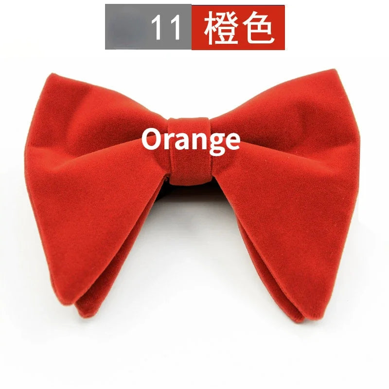 Men's Business Bow Tie Velvet  Royal Blue Burgundy Double Deck Big Bowtie Fashion New Mens Wedding Horns Bowties Gifts for Men