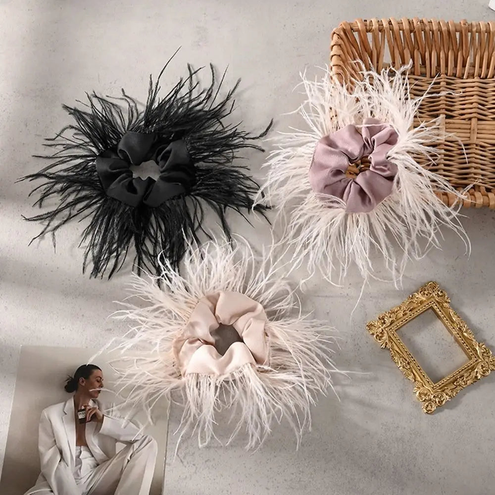 Elastic Head Rope Head Rope Women Hair Accessories Satin Hair Ring Female Hair Ties Feather Hair Rope Korean Style Scrunchies