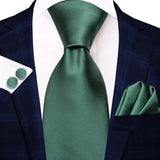 Hi-Tie Green Mint Solid Silk Wedding Tie For Men Handky Cufflink Gift Mens Necktie Fashion Designer Business Party Dropshiping