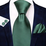 Hi-Tie Green Mint Solid Silk Wedding Tie For Men Handky Cufflink Gift Mens Necktie Fashion Designer Business Party Dropshiping