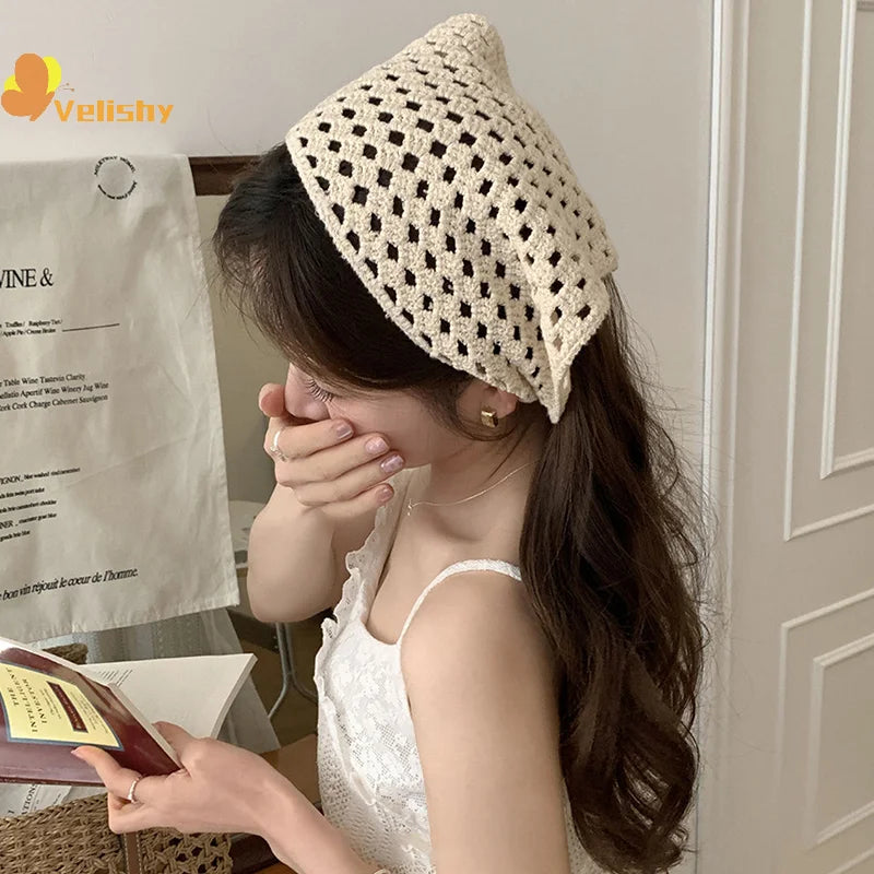 Flower Headscarf Headbands Knitting Hairband For Women Bandanas Headwear Fashion Girls Headband Hair Accessories