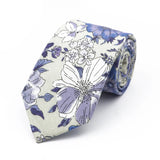 New Chic Floral Tie For Men Women 100% Cotton Beautiful Elegant Flower Necktie White Blue Narrow Skinny Wedding Casual Cravat