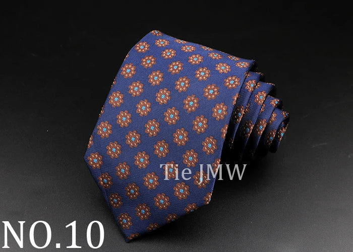 Leisure Men's Striped Tie 8cm Floral Paisley Brown Grey Necktie Business Daily Wear Cravat Wedding Party Collar Accessories Gift