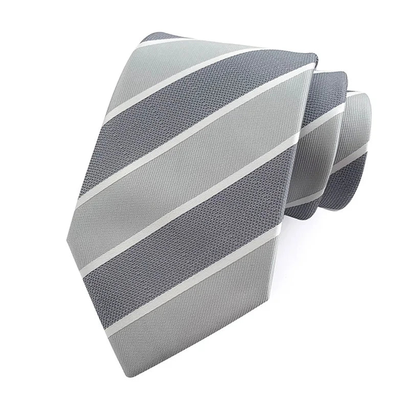 New 8cm Mens Tie Striped Patterned Man Necktie Neck Tie Jacquard Woven Ascot Cravat Neckwear For Gentleman Wedding  Party