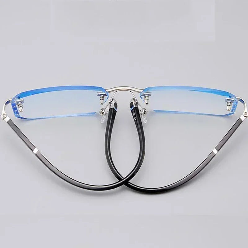 Luxury Blue Light Blocking Reading Glasses Women Men Cutting Frame Presbyopia Eyeglasses HD Lens Farsighted Prescription Eyewear