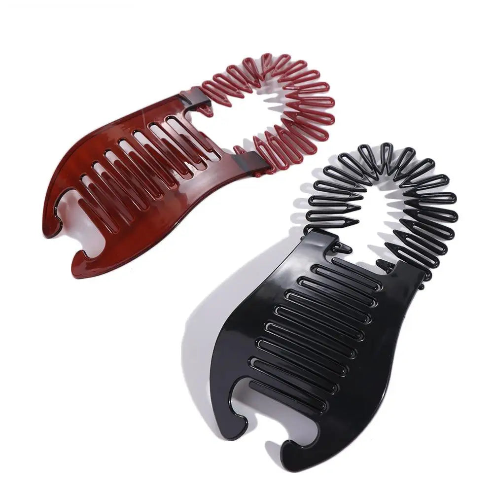 Women Comb Hair Riser Claw Flexible Headwear Black Brown Banana Barrettes Clip Hair Holding Tool Fashion Elastics Hair Comb