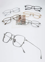 American Design Men Square Frames Handmade Retro Pure Titanium Glasses Thick Edges Business Eyeglasses Suitable for Large Faces