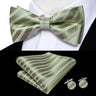 Hi-Tie Striped Black Red Mens Bow Tie Hankerchief Cufflink Pre-tied Silk Butterfly Knot Bowtie for Male Business Party Wholesale