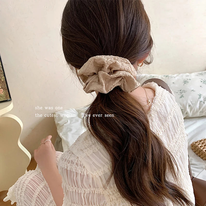Newest Korean Woman French creases Elastics Hair Band Solid Color Scrunchies Hair Ties Ladies Ponytail Hold Hair Accessories