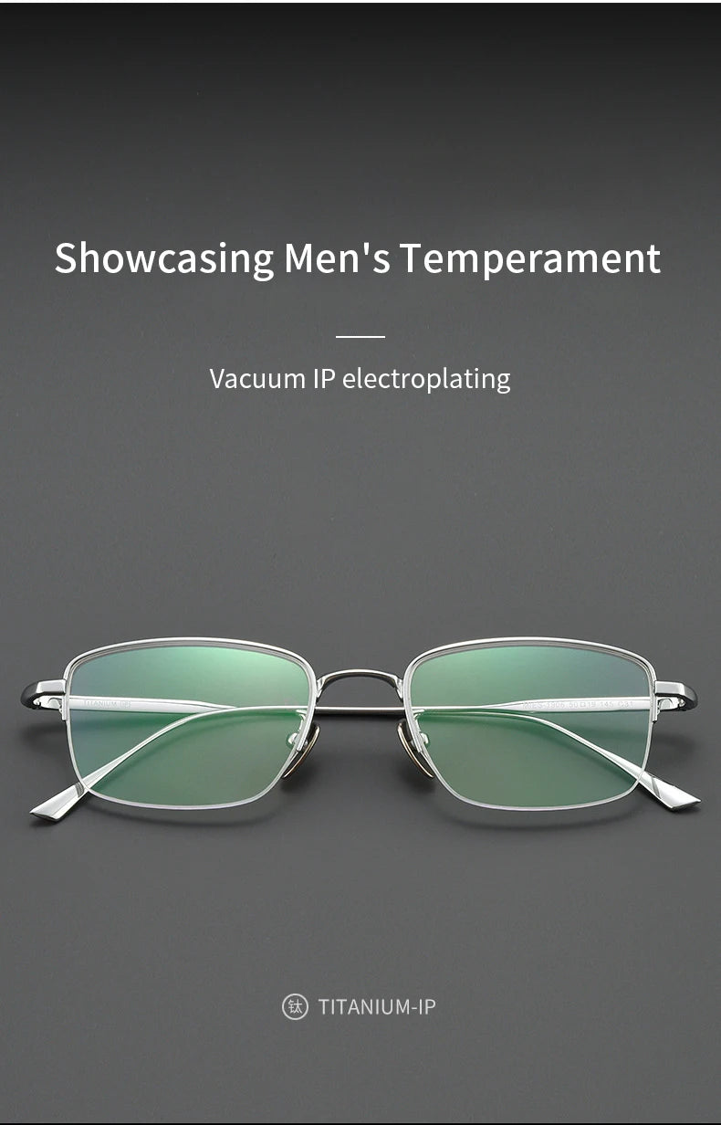 Lzabella New Men's Half Frame Glasses Business Casual Pure Titanium Frame Fashionable And Trendy Prescription Glasses 1906