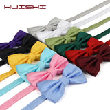 HUISHI Bowtie Mens Tie Solid Check Fashion Bowties Banquet Wedding Black Gold Red Green Pink Blue White Classic Bow Ties For Men