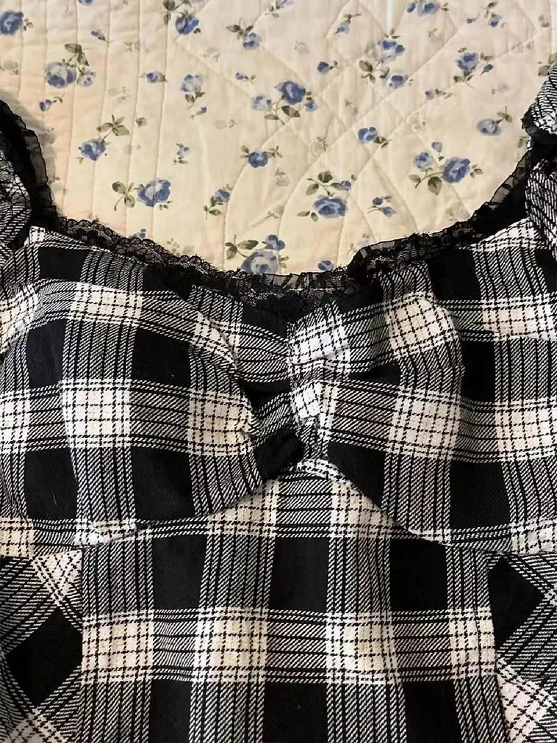 Y2k Harajuku Lattice Vintage Sleeveless Gothic Punk Summer Dresses Slim 2024 Short Dress Lace Sexy Korea Fashion Women Dresses