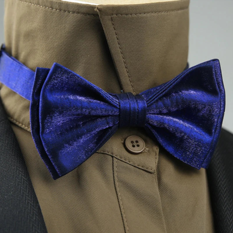 4 Styles Solid Color Black White Wine Bow Ties New Ribbon Gilded Butterfly Double Layered Wedding Party Bowknot Tuxedo Cravat