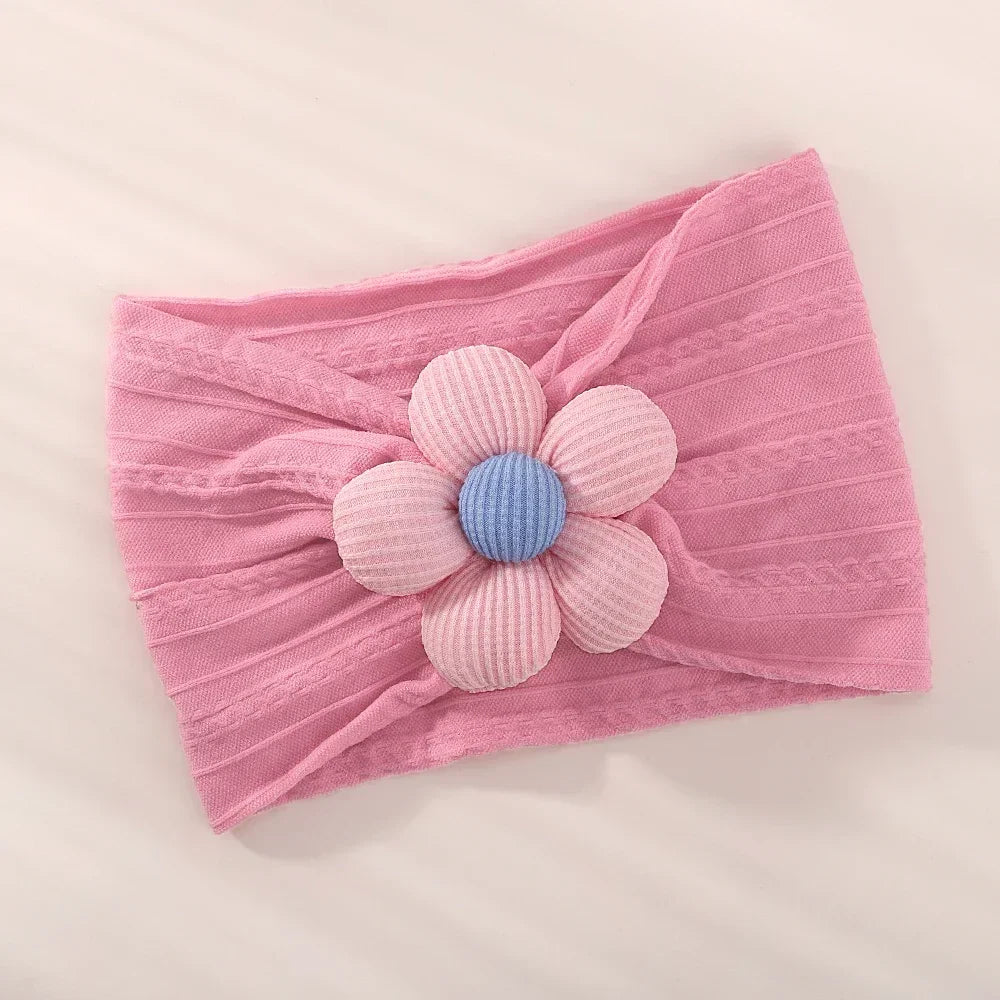 1Pc Baby Nylon Headscarf Astique Suitable Newborn Girl Flower Handmade Headband Elastic Hairband Turban Toddler Hair Accessories