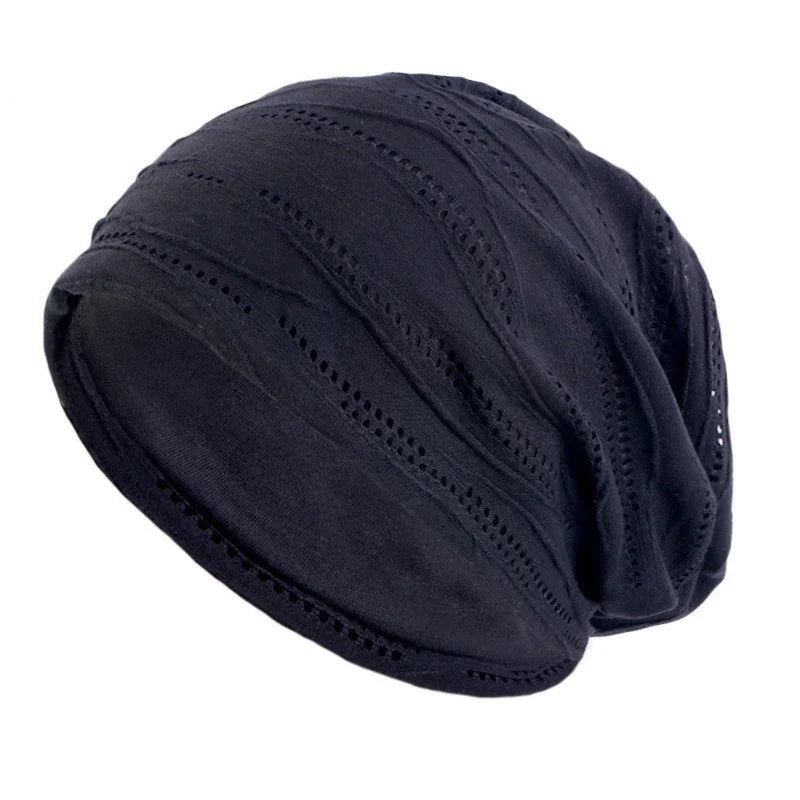 Unisex Men Women Beanie Cotton Night Sleep Cap Bonnet Chemo Hat Headwear Turban Baggy Hair Care Nightcap Pullover Hat Solid Colo